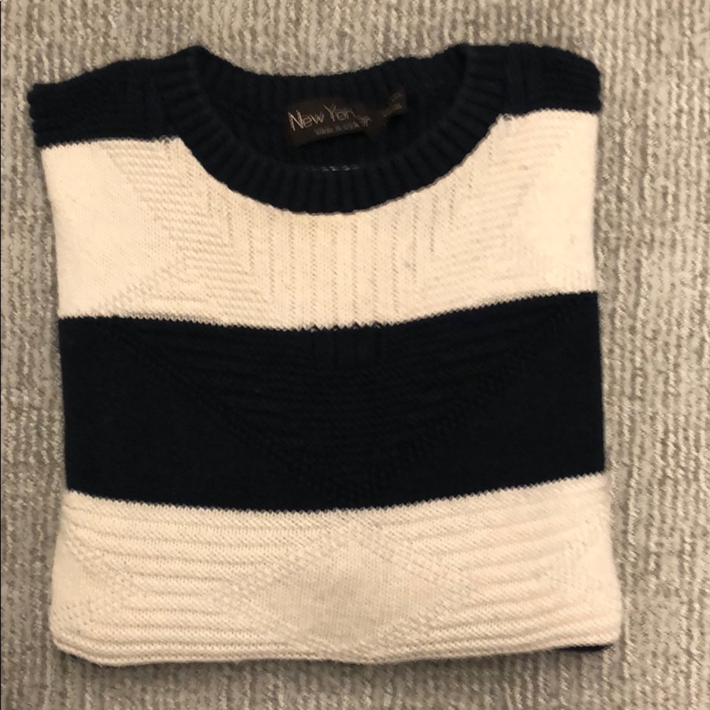 Blue and white striped sweater